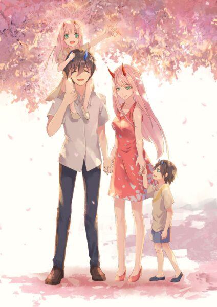 Hình ảnh gia đình đẹp bên nhau tràn đầy yêu thương anime