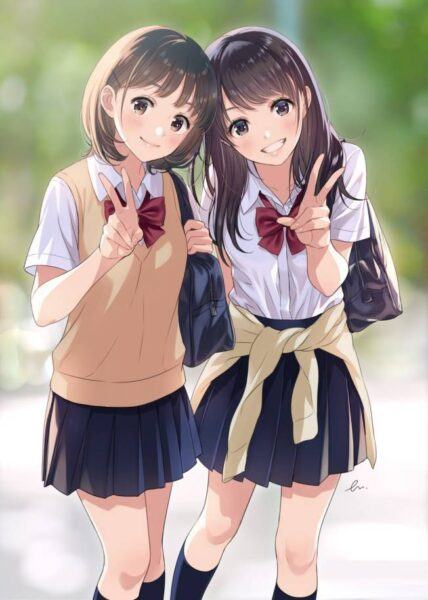 Hình ảnh anime cặp đôi học sinh cute