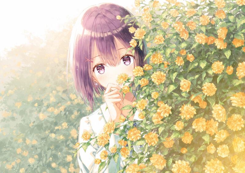 Hình ảnh anime girl tóc tím đẹp, cute, dễ thương