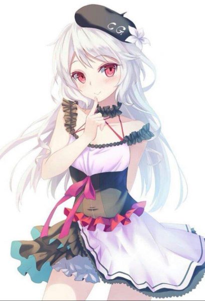 Hình ảnh Anime girl tóc trắng lạnh lùng, xinh đẹp