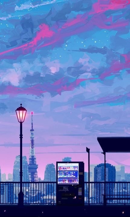 Ảnh đẹp hình ảnh đường phố về đêm anime ấn tượng và đầy màu sắc