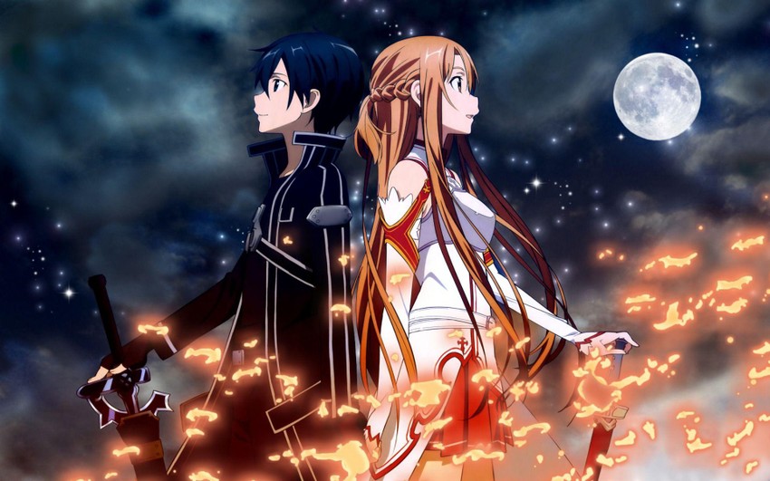 Hình ảnh anime tình yêu bùng cháy của cặp đôi anime kirito 
