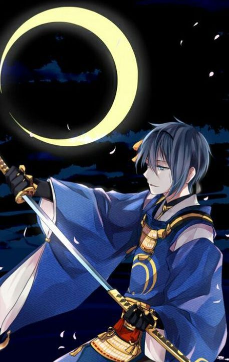 Hình ảnh anime cầm kiếm bên ánh trăng