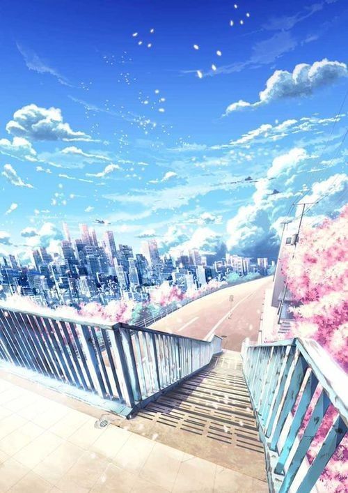 Hình ảnh anime phong cảnh thành phố mùa đông 