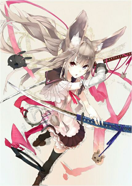 Anime girl cầm kiếm xinh đẹp, lạnh lùng