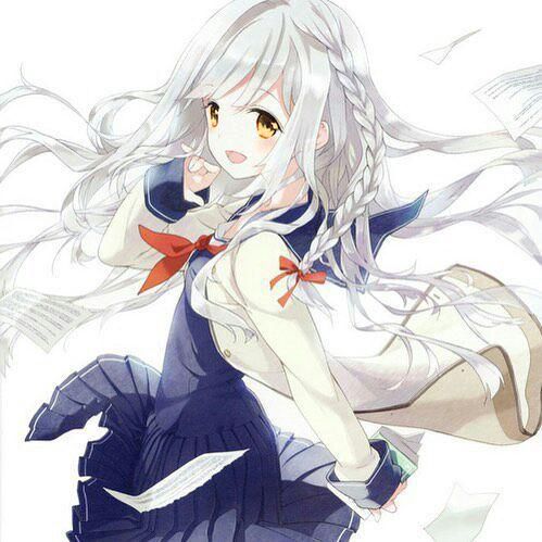 Hình ảnh anime nữ tóc trắng đáng yêu, xinh xắn
