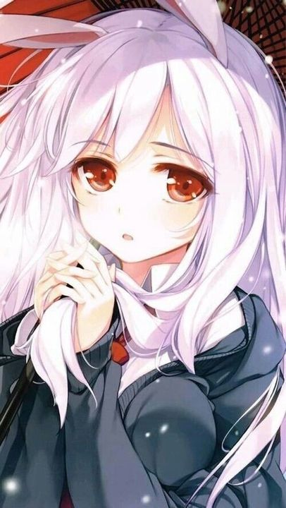 Hình ảnh nữ anime tóc trắng cực cute, yếu đuối, đáng yêu 