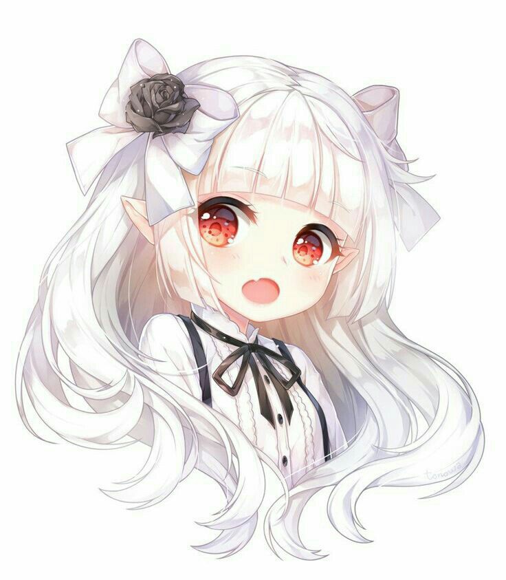Nữ chibi anime tóc bạch kim cự ckì đep, cuốn hút 