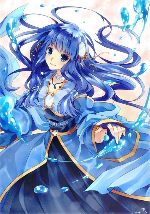 Ảnh anime girl tóc xanh dương cute