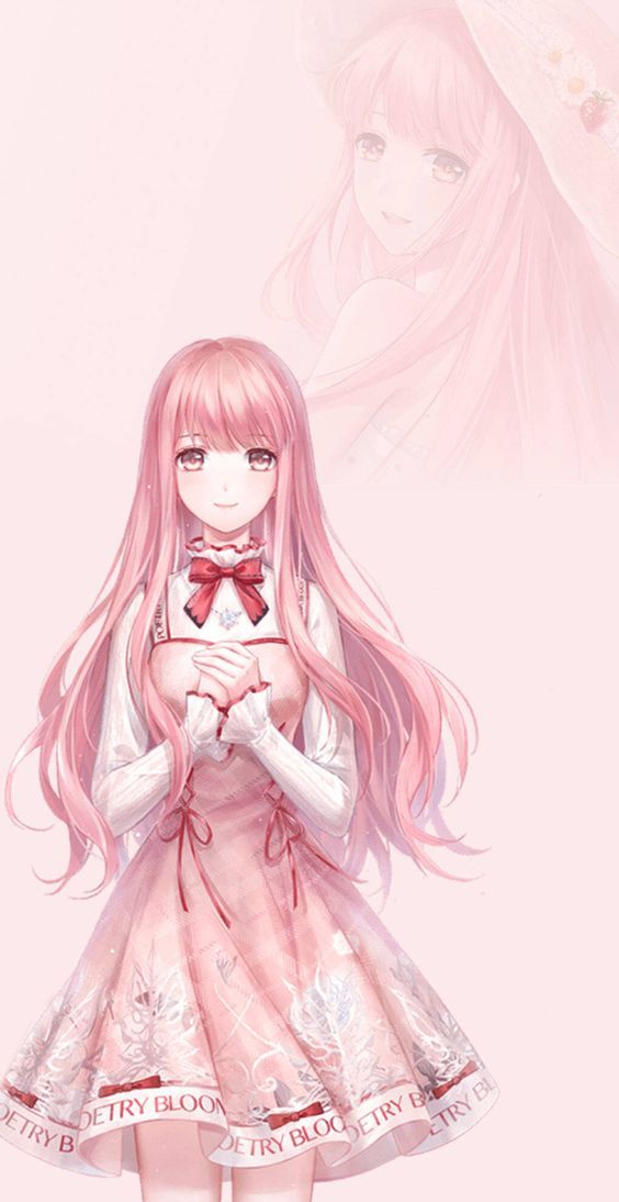 Cùng ngắm hình anime nữ cute màu hồng Tuyệt đẹp và dễ thương