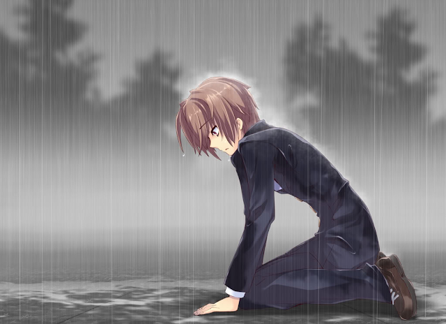 Hình ảnh mưa anime buồn bã