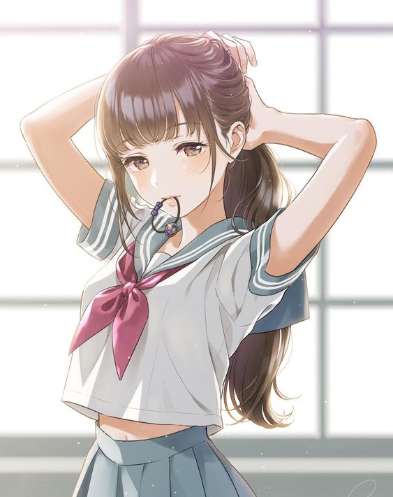 Hình ảnh nữ sinh anime buộc tóc 