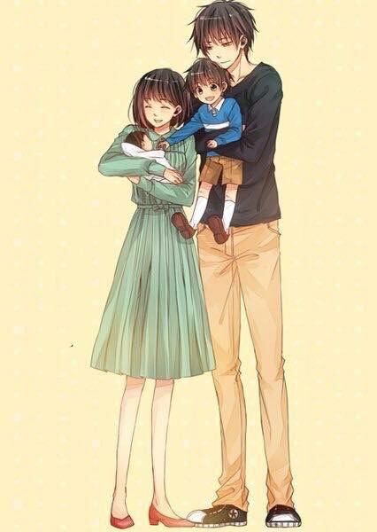 Hình ảnh gia đình hạnh phúc anime
