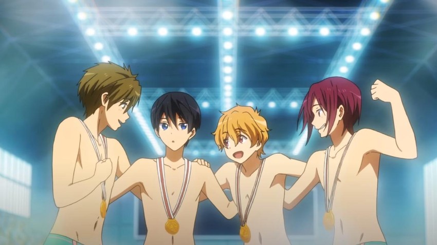 Hình ảnh Anime nam vui vẻ cute, Hồi kết kịch tính của loạt Anime nổi tiếng về đề tài bơi lội
