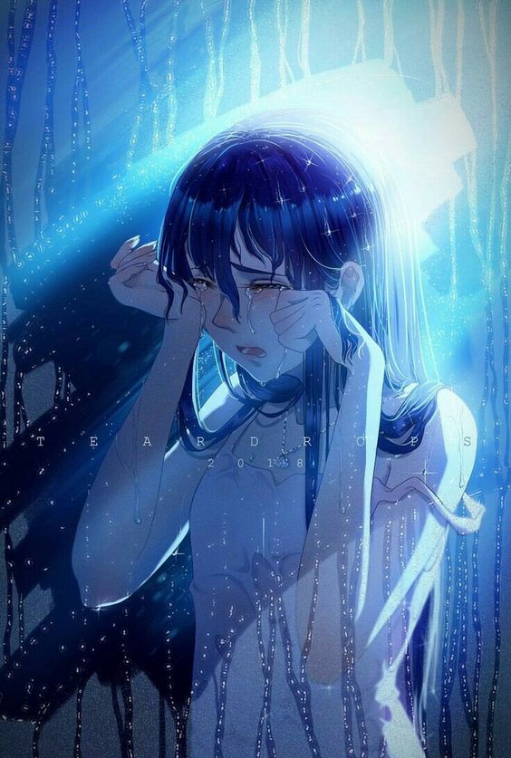 Ảnh anime nữ buồn khóc dưới mưa