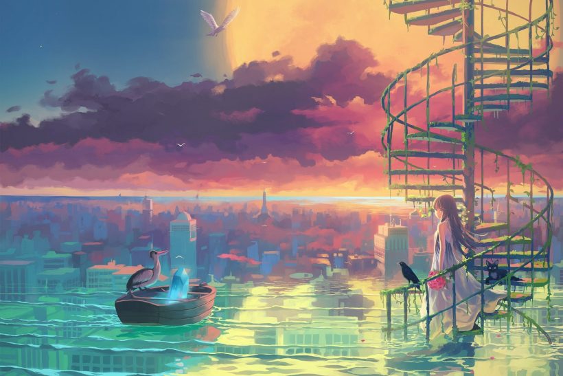 Hình ảnh anime phong cảnh đơn giản, buồn, lãng mạn đẹp nhất