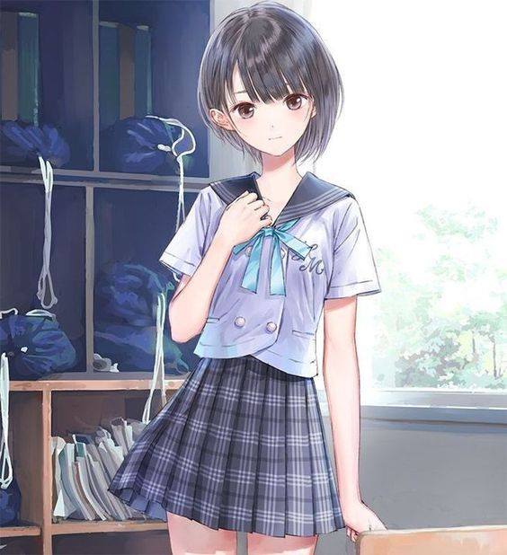 Anime nữ tóc ngắn dễ thương