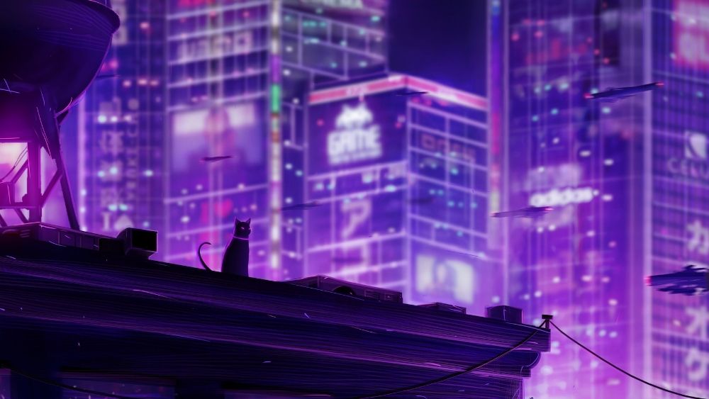 Hình ảnh anime cực đẹp, chill thành phố về đêm 