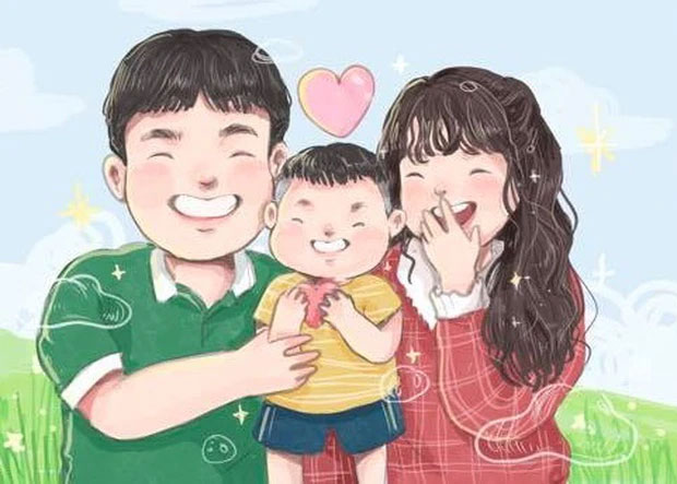 Hình ảnh anime gia đình hạnh phúc